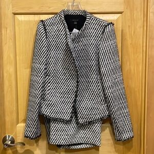 Ann Taylor Black and White Textured Tweed Blazer